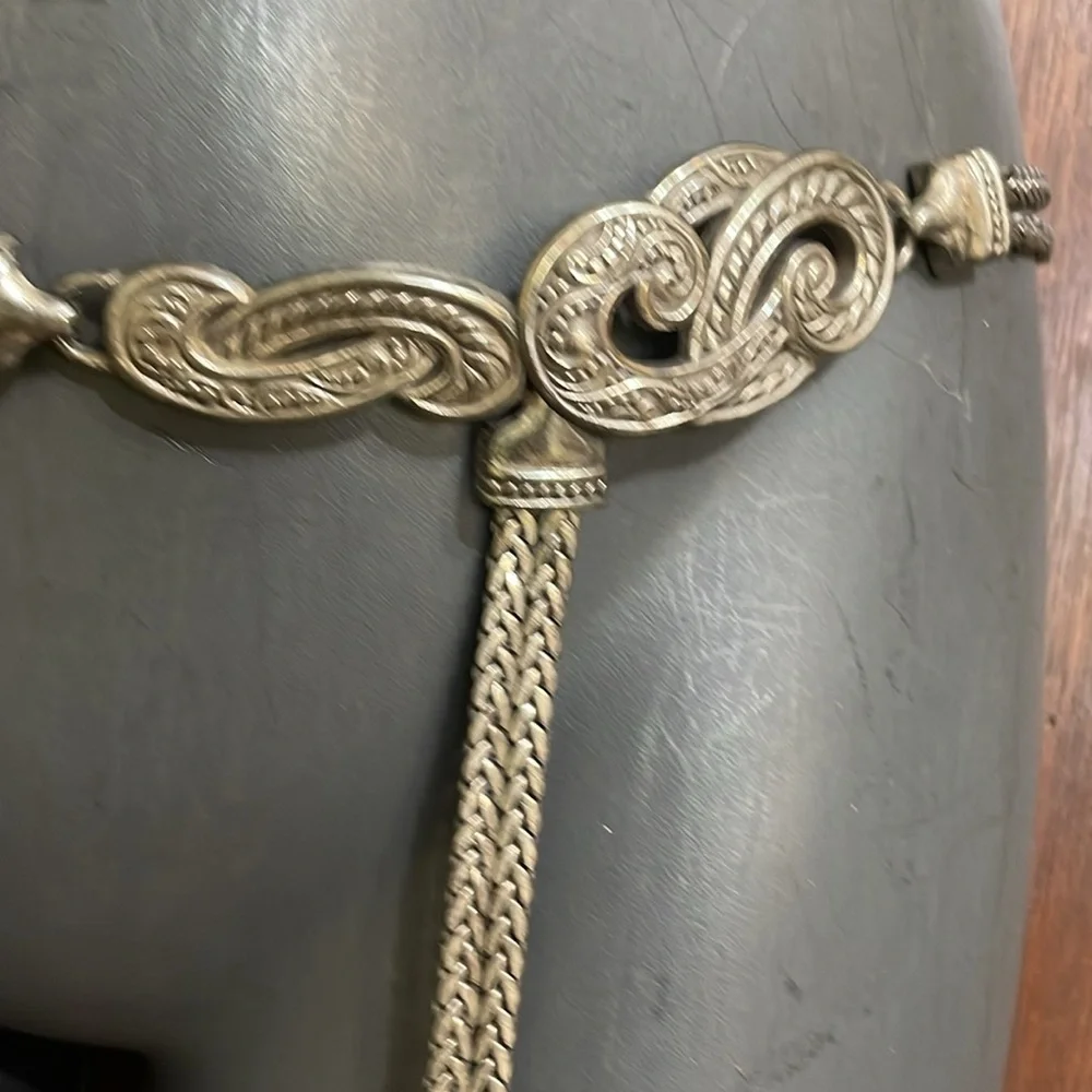 ornate silver double chain belt